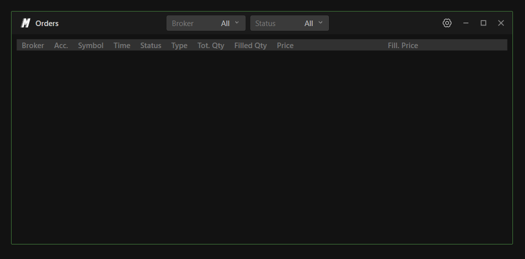 Orders Window